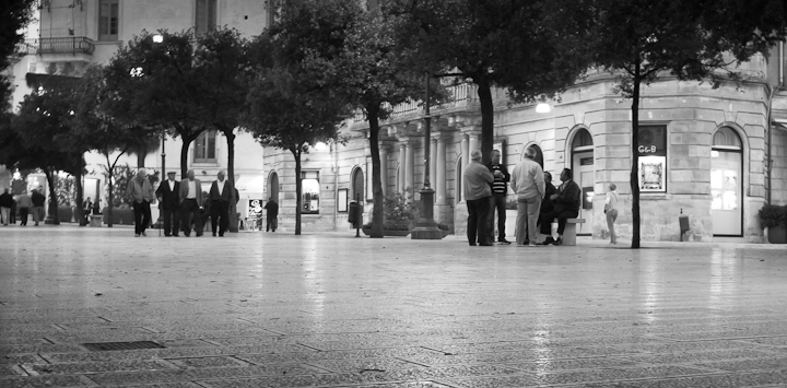 Dusk at city square of Martina Franca